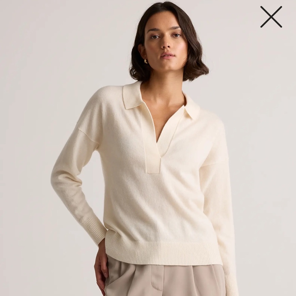 QUINCE  Mongolian Cashmere Polo Sweater Size L NWT